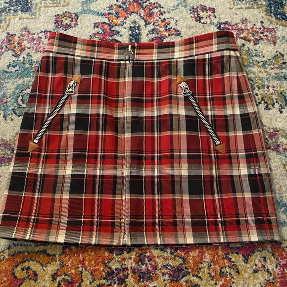 NWOT Rag & Bone Leah red plaid zip mini skirt size 4 - Picture 2 of 7